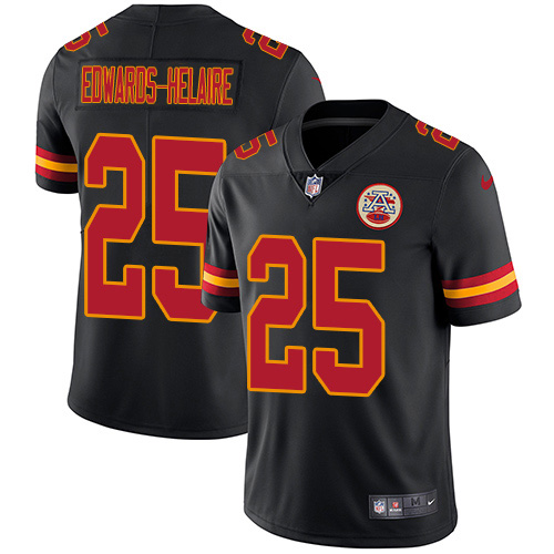Nike Chiefs #25 Clyde Edwards-Helaire Black Youth Stitched NFL Limited Rush Jersey